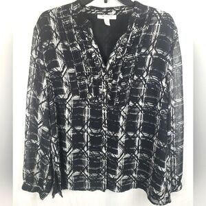 JM Collection Black and White Long Sleeve Shirt Sz 14